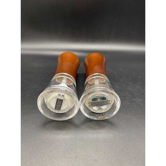 Cole & Mason Wood & Glass Salt & Pepper Shakers England - Picture 4 of 6